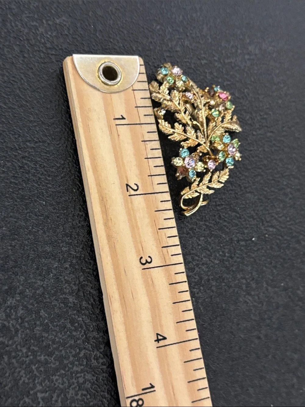 Vintage Coro Gold-Tone Floral Crystal Brooch - Multicolor Elegant